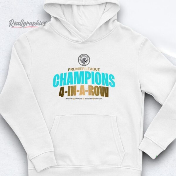Manchester City Premier League Champions 4 In A Row Shirt