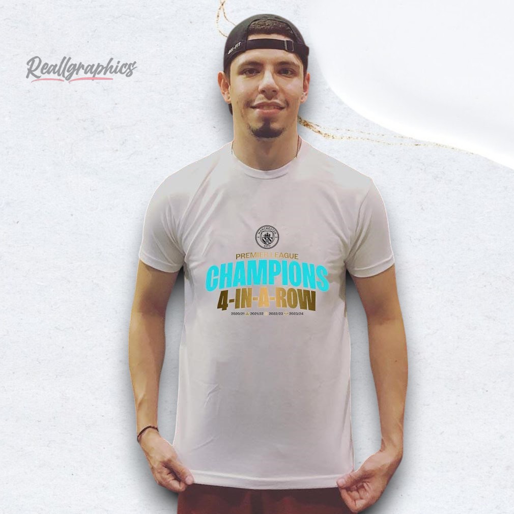 Manchester City Premier League Champions 4 In A Row Shirt - Reallgraphics