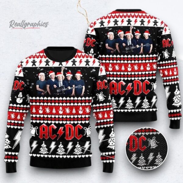 ACDC Member Playing Guitar Ugly Chirstmas Sweater