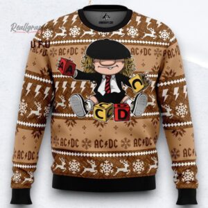 Brian Johnson ACDC Ugly Christmas Sweater