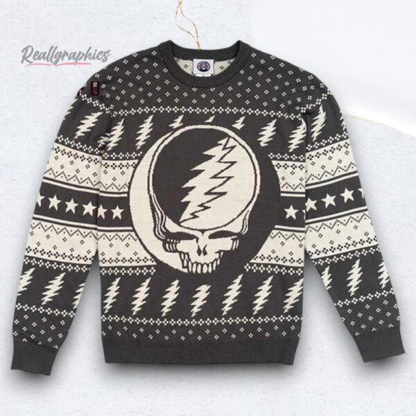 Grateful Dead Steal Your Face Gray Ugly Christmas Sweater