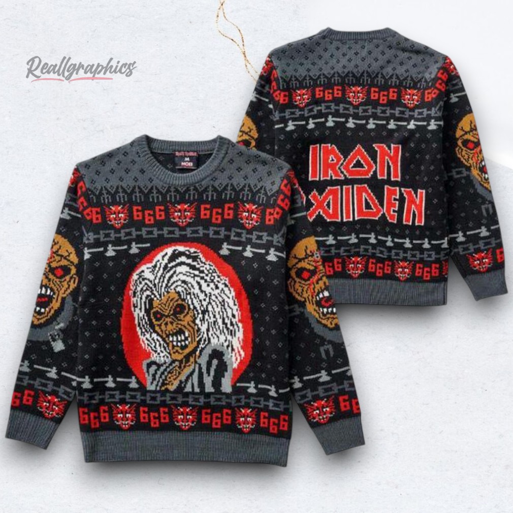 Iron Maiden Eddie The Head 666 Ugly Christmas Sweater Iron Maiden Eddie The Head 666 Ugly Christmas Sweater