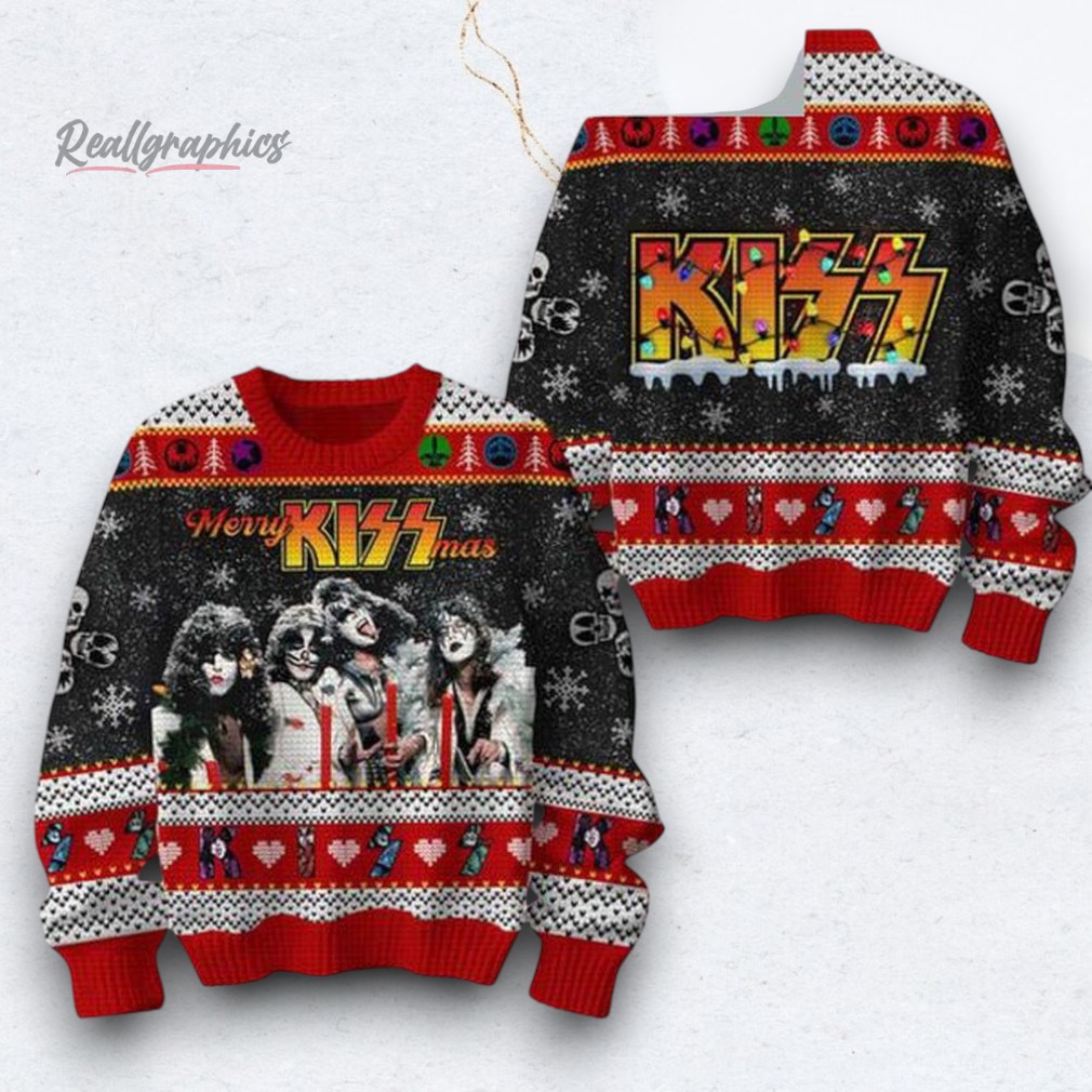 Kiss Rock On Merry Kissmas Christmas Ugly Sweater Kiss Rock On Merry Kissmas Christmas Ugly Sweater