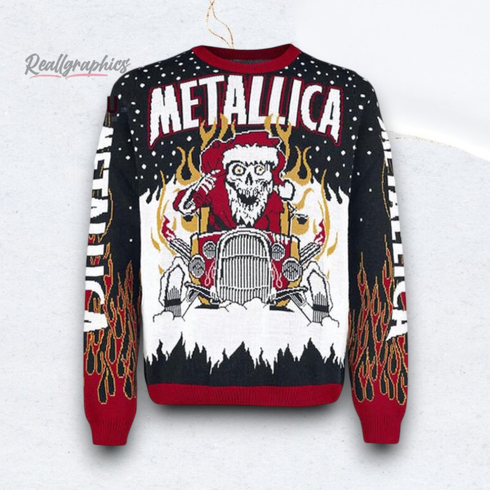 Metallica Gimme Yule Skull Santa Playing Drum Ugly Christmas Sweater Metallica Gimme Yule Skull Santa Playing Drum Ugly Christmas Sweater
