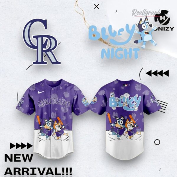 Mlb Colorado Rockies X Bluey Night Baseball Baseball Jersey Shirt Style