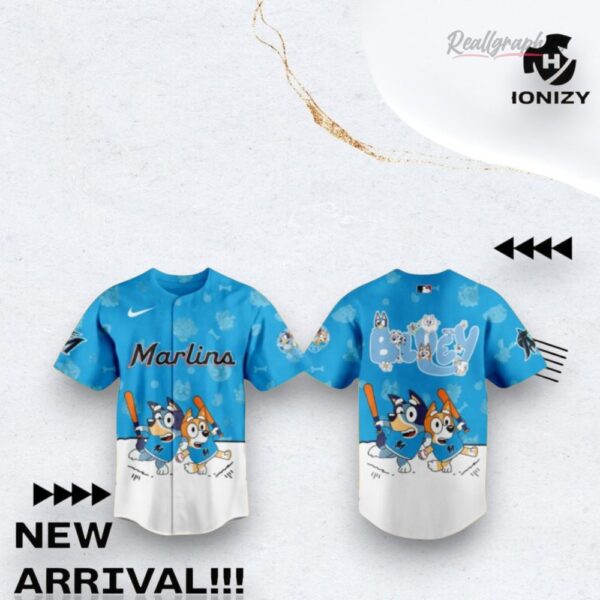 Mlb Miami Marlins X Bluey Night Baseball Baseball Jersey Shirt Style