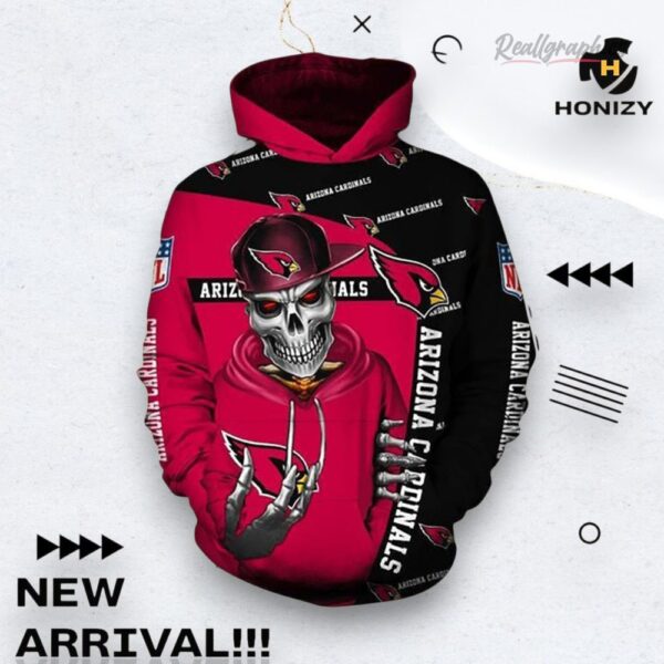 Nfl Arizona Cardinals X Skull Of Death Halloween 3D All Over Hoodie