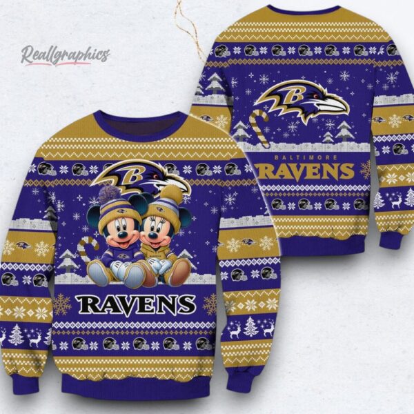 NFL Baltimore Ravens Mickey Minnie Limited Ugly Christmas Sweater