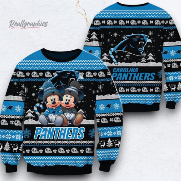 NFL Carolina Panthers Mickey Minnie Limited Ugly Christmas Sweater