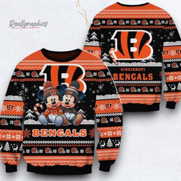 NFL Cincinnati Bengals Mickey Minnie Limited Ugly Christmas Sweater