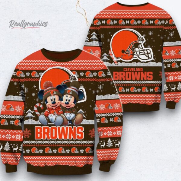 NFL Cleveland Browns Mickey Minnie Limited Ugly Christmas Sweater