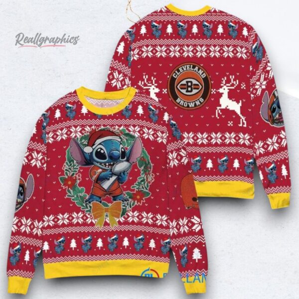 NFL Cleveland Browns x Stitch Ugly Christmas Sweater