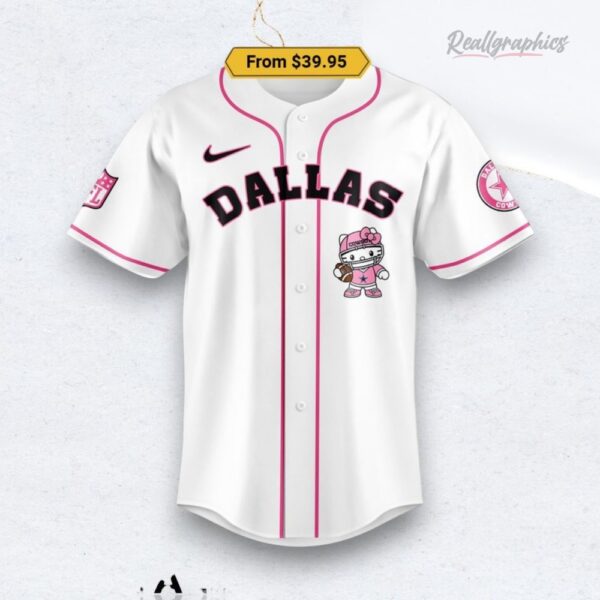 Nfl Dallas Cowboys Hello Kitty White Baseball Baseball Jersey Shirt Style