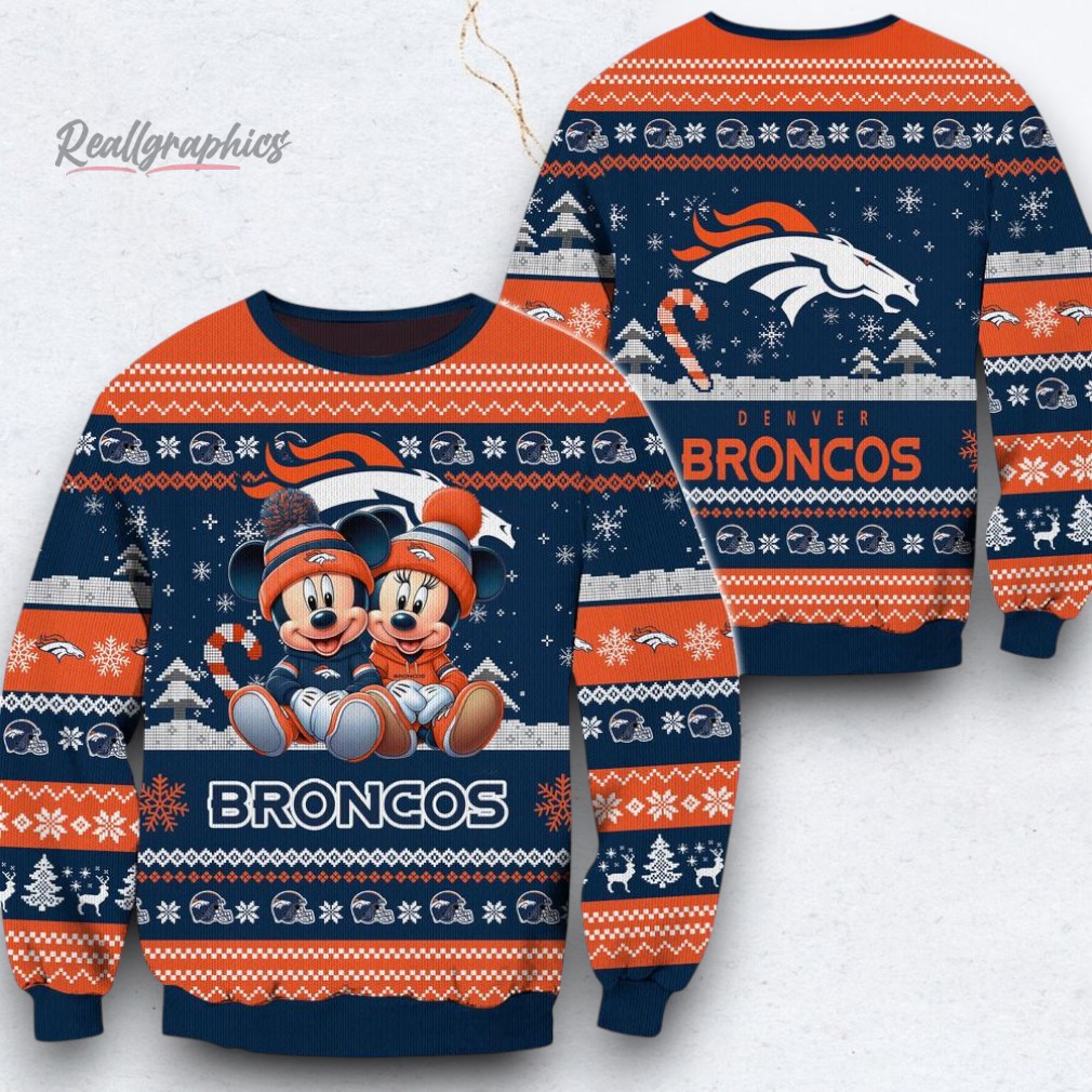 NFL Denver Broncos Mickey Minnie Limited Ugly Christmas Sweater NFL Denver Broncos Mickey Minnie Limited Ugly Christmas Sweater