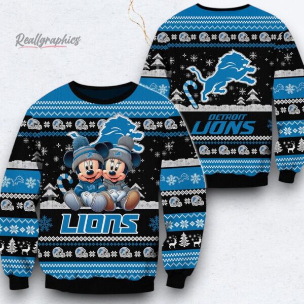 NFL Detroit Lions Mickey Minnie Limited Ugly Christmas Sweater