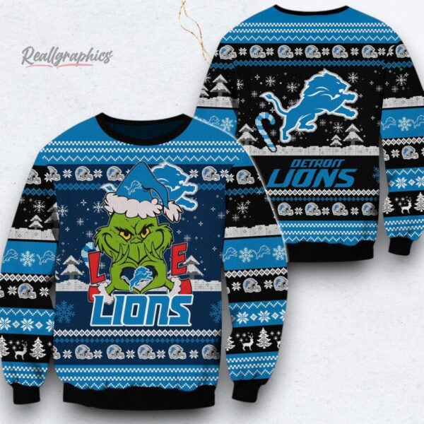 NFL Detroit Lions x Grinch Movies Ugly Christmas Sweater