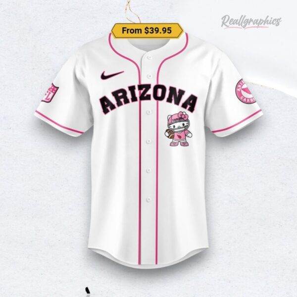 Nfl Football Arizona Cardinals Hello Kitty White Baseball Baseball Jersey Shirt Style