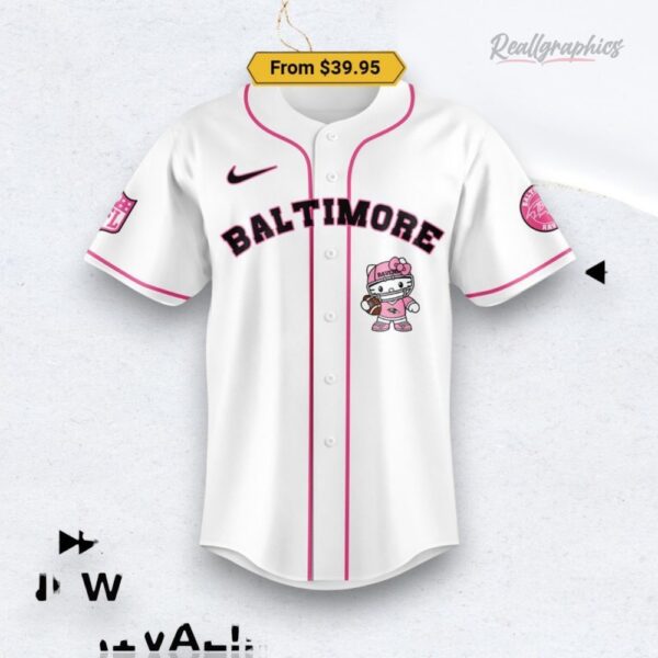 Nfl Football Baltimore Ravens Hello Kitty White Baseball Baseball Jersey Shirt Style