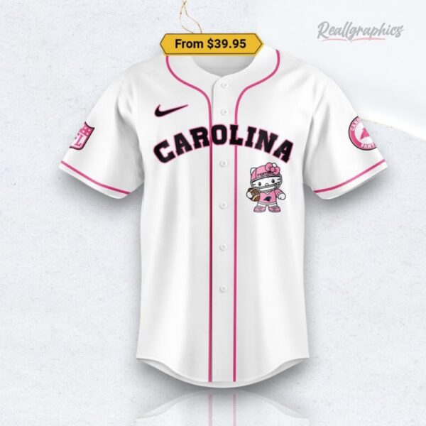 Nfl Football Carolina Panthers Hello Kitty White Baseball Baseball Jersey Shirt Style