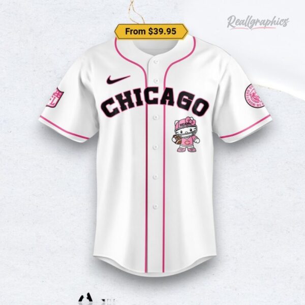 Nfl Football Chicago Bears Hello Kitty White Baseball Baseball Jersey Shirt Style
