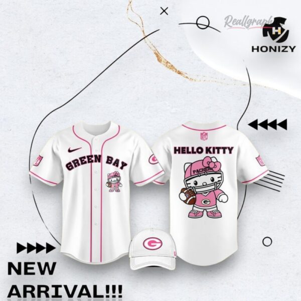 Nfl Football Green Bay Packers Hello Kitty White Baseball Baseball Jersey Shirt Style
