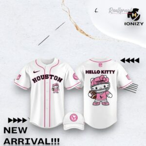 Nfl Football Houston Texans Hello Kitty White Baseball Baseball Jersey Shirt Style