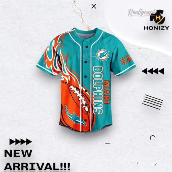 Nfl Football Miami Dolphins Fins Up Custom Name Baseball Baseball Jersey Shirt Style