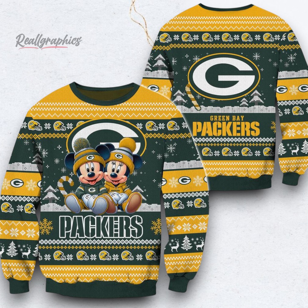 NFL Green Bay Packers Mickey Minnie Limited Ugly Christmas Sweater NFL Green Bay Packers Mickey Minnie Limited Ugly Christmas Sweater