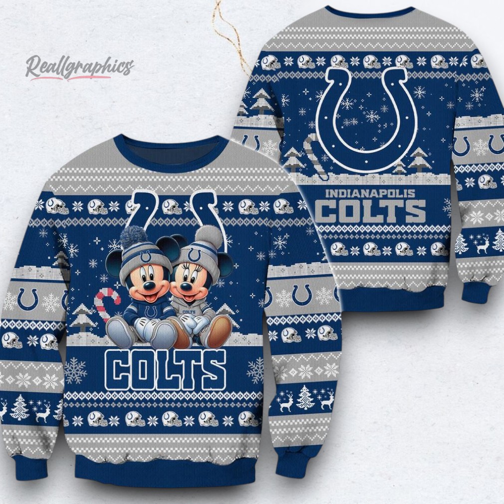 NFL Indianapolis Colts Mickey Minnie Limited Ugly Christmas Sweater NFL Indianapolis Colts Mickey Minnie Limited Ugly Christmas Sweater