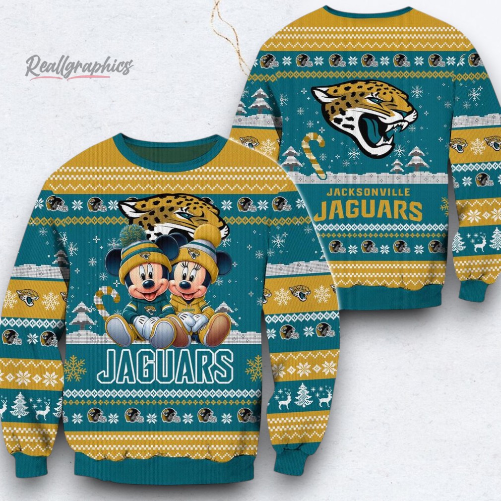 NFL Jacksonville Jaguars Mickey Minnie Limited Ugly Christmas Sweater NFL Jacksonville Jaguars Mickey Minnie Limited Ugly Christmas Sweater