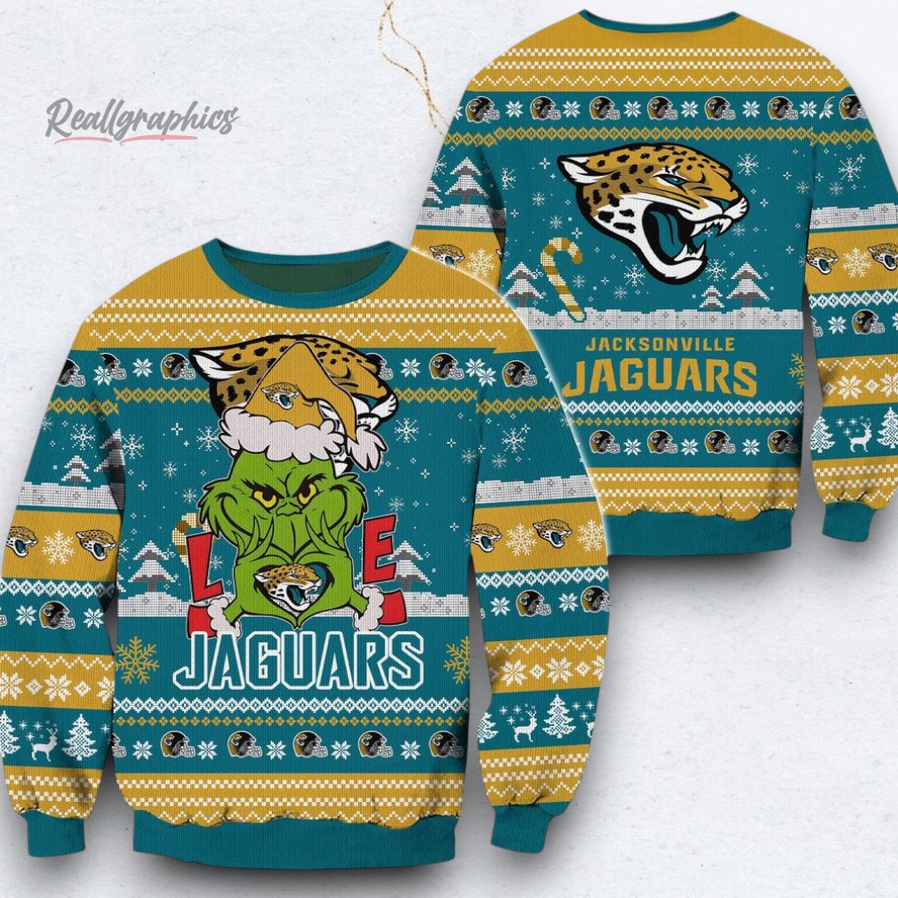 NFL Jacksonville Jaguars x Grinch Movies Ugly Christmas Sweater NFL Jacksonville Jaguars x Grinch Movies Ugly Christmas Sweater