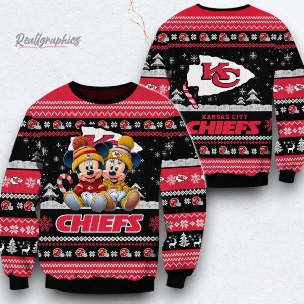 NFL Kansas City Chiefs Mickey Minnie Limited Ugly Christmas Sweater