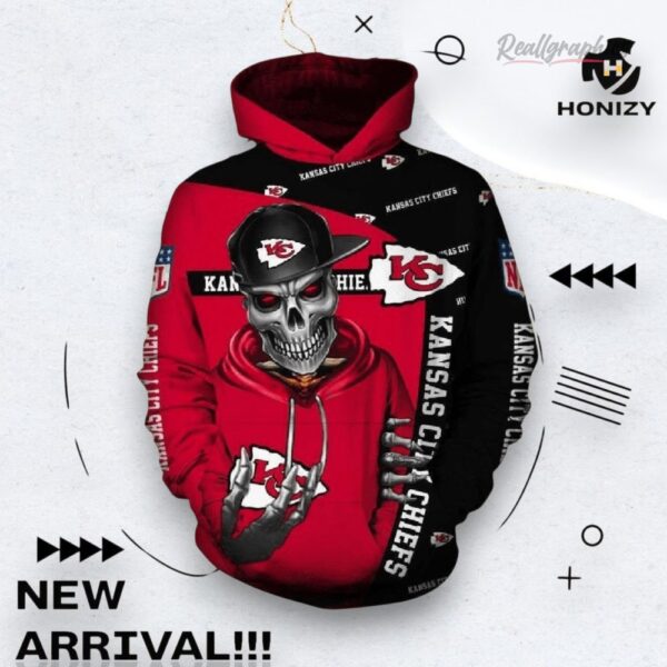 Nfl Kansas City Chiefs X Skull Of Death Halloween 3D All Over Hoodie