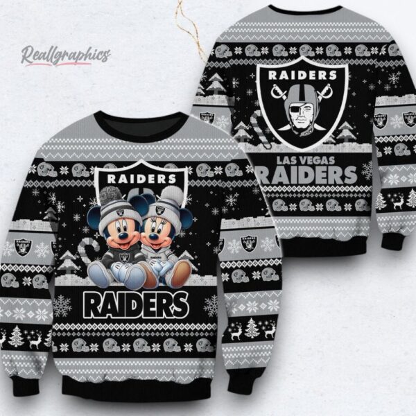 NFL Las Vegas Raiders Mickey Minnie Limited Ugly Christmas Sweater