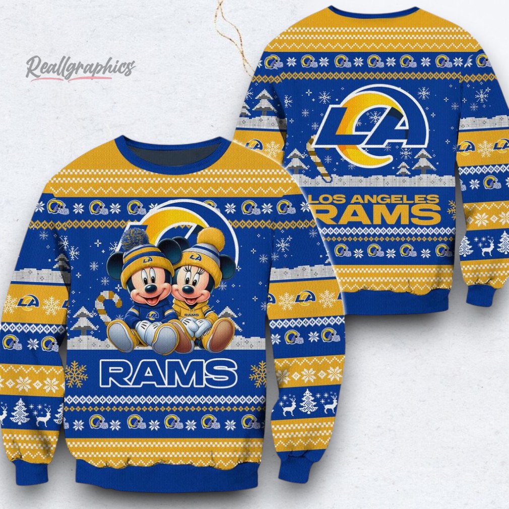 NFL Los Angeles Rams Mickey Minnie Limited Ugly Christmas Sweater NFL Los Angeles Rams Mickey Minnie Limited Ugly Christmas Sweater