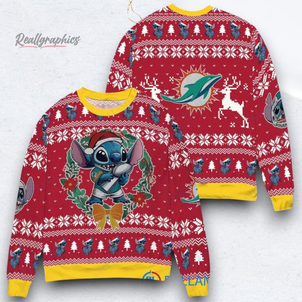 NFL Miami Dolphins x Stitch Ugly Christmas Sweater NFL Miami Dolphins x Stitch Ugly Christmas Sweater