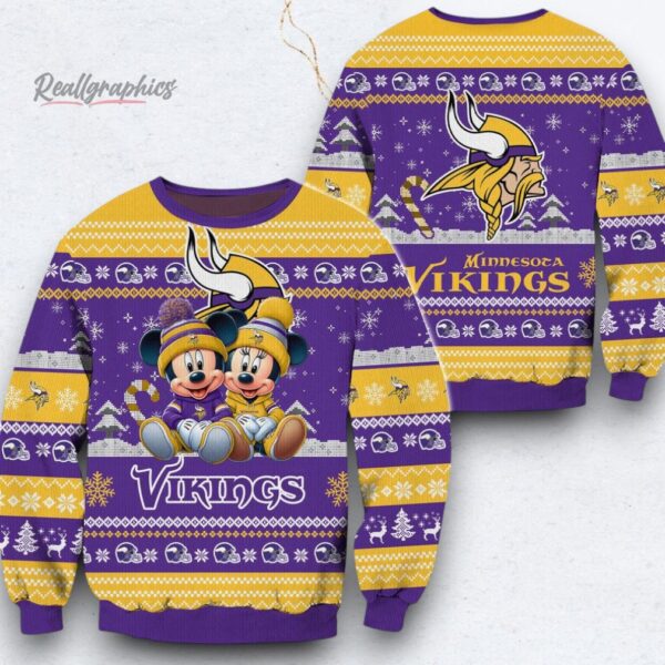 NFL Minnesota Vikings Mickey Minnie Limited Ugly Christmas Sweater