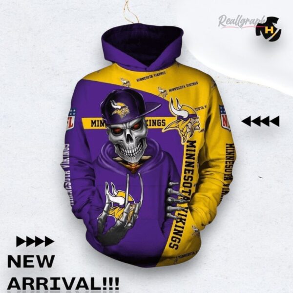 Nfl Minnesota Vikings X Skull Of Death Halloween 3D All Over Hoodie