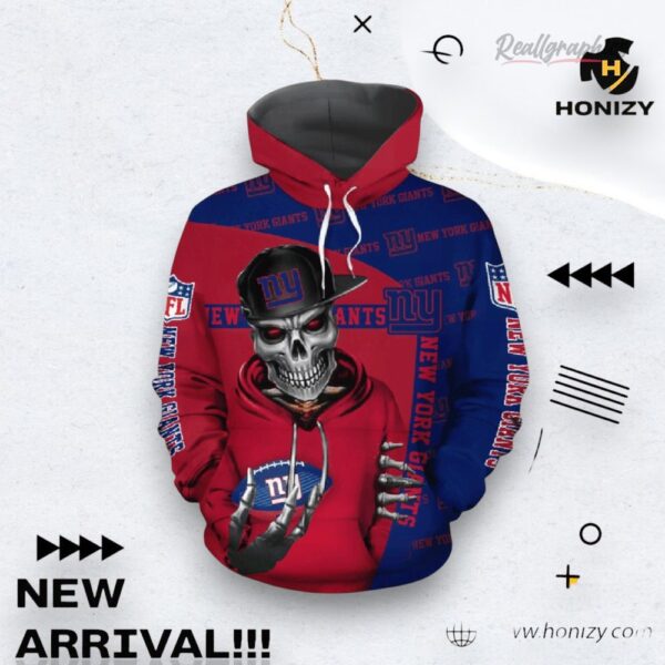 Nfl New York Giants X Skull Of Death Halloween 3D All Over Hoodie