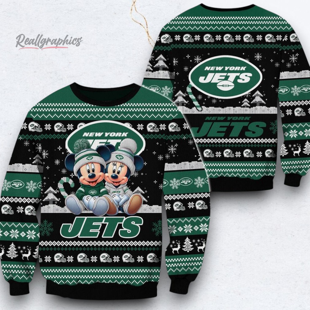 NFL New York Jets Mickey Minnie Limited Ugly Christmas Sweater NFL New York Jets Mickey Minnie Limited Ugly Christmas Sweater