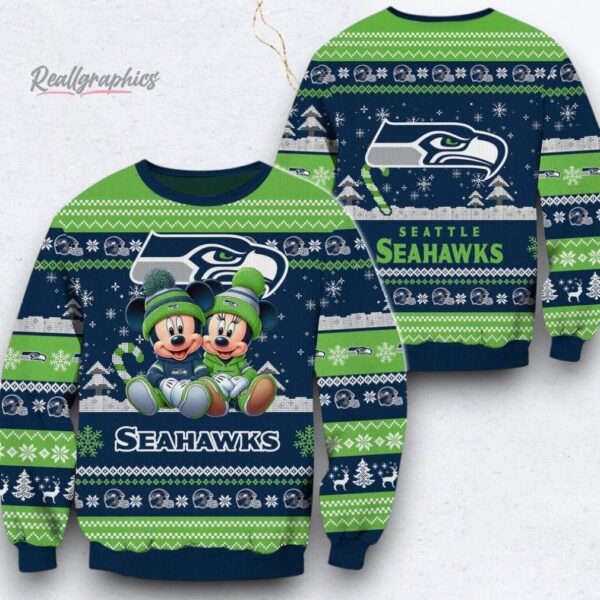 NFL Seattle Seahawks Mickey Minnie Limited Ugly Christmas Sweater