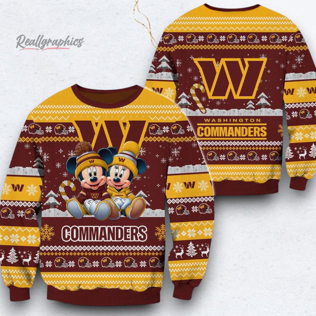 NFL Washington Commanders Mickey Minnie Limited Ugly Christmas Sweater NFL Washington Commanders Mickey Minnie Limited Ugly Christmas Sweater