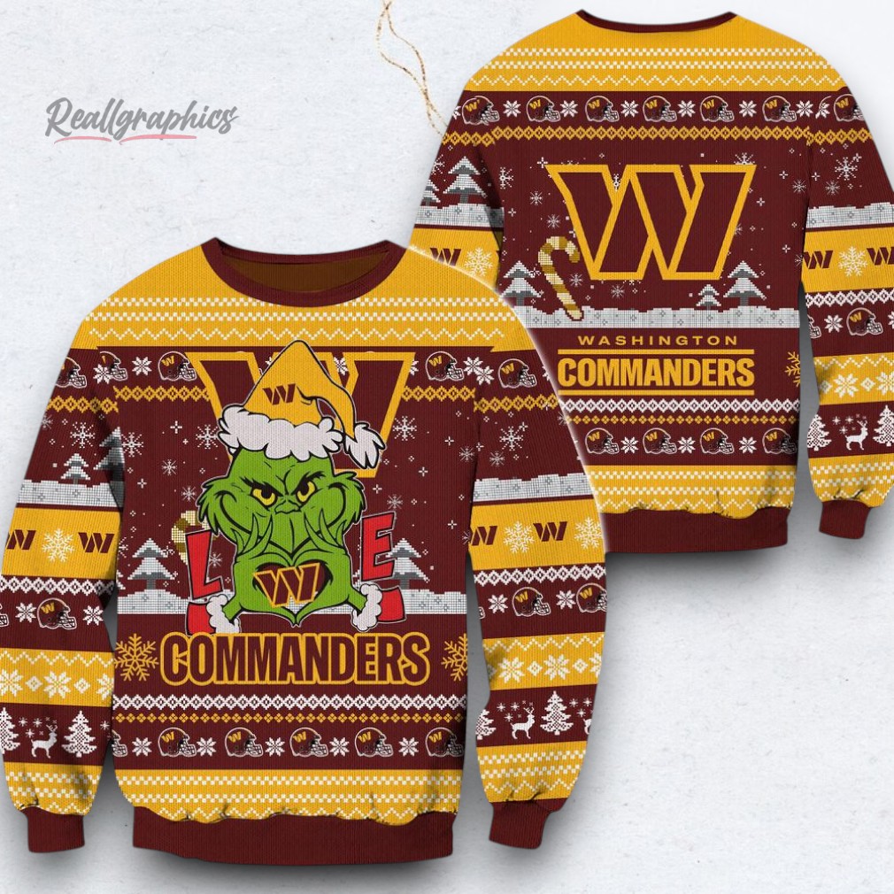 NFL Washington Commanders x Grinch Movies Ugly Christmas Sweater NFL Washington Commanders x Grinch Movies Ugly Christmas Sweater