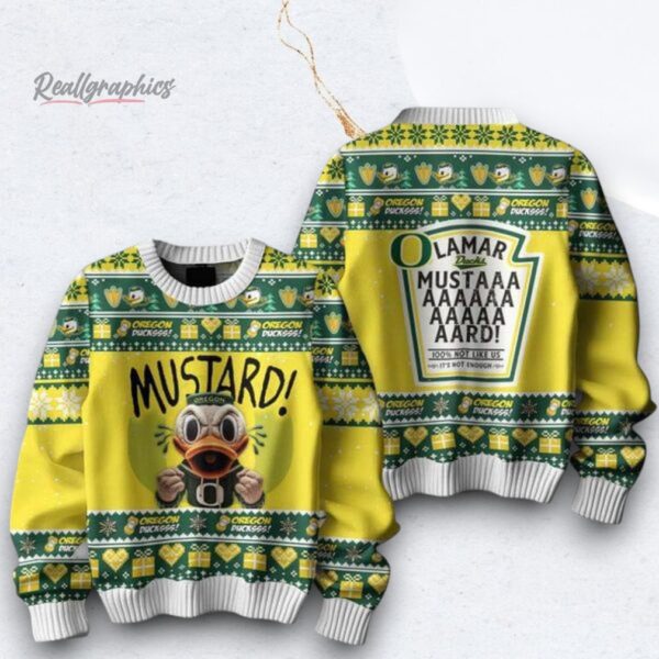 Oregon Ducks Mustard Kendrick Lamar Christmas Ugly Sweater