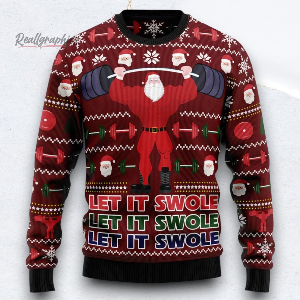 Santa Weightlifting Ugly Christmas Sweater, Christmas Sweatshirt Gifts Santa Weightlifting Ugly Christmas Sweater, Christmas Sweatshirt Gifts