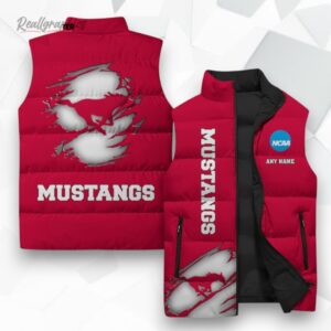 smu mustangs ncaa sleeeless puffer jacket 1 il0owh
