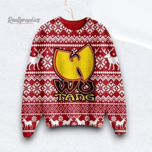 Wu Tang Clan Logo Signature Red White Ugly Christmas Sweater