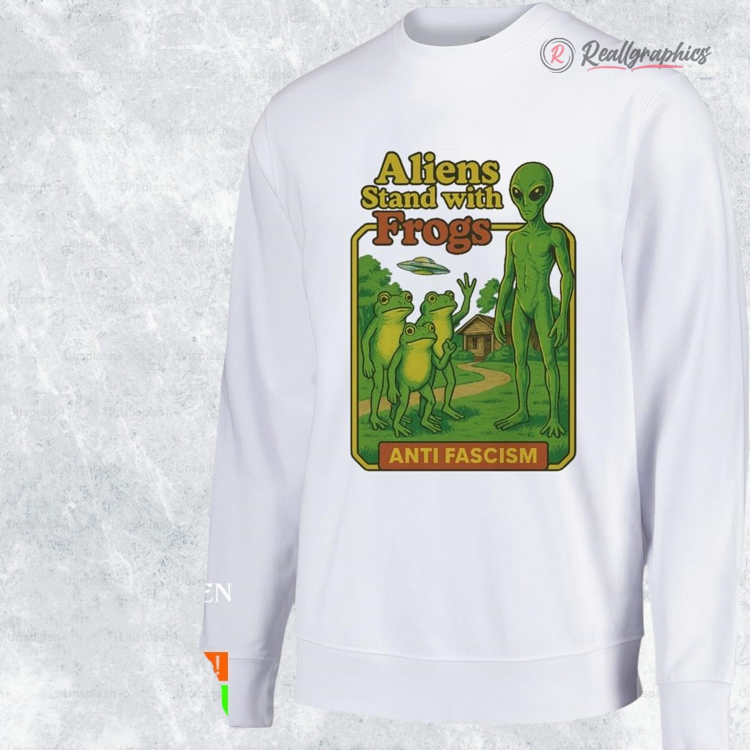 aliens stand with frogs anti fascism shirt 2 xrq6mz