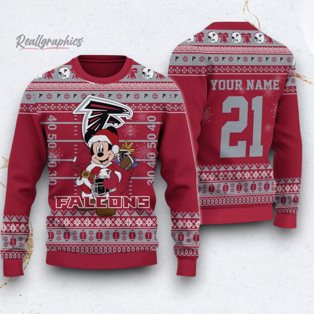 Custom NFL Atlanta Falcons Mickey Mouse Santa Ugly Christmas Sweater Custom NFL Atlanta Falcons Mickey Mouse Santa Ugly Christmas Sweater