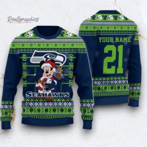 custom nfl seattle seahawks mickey mouse santa ugly christmas sweater 1 pvzuzq